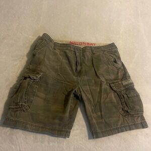 Vintage Unionbay Mens Green Camo Cargo Shorts Size 40 Cotton Casual Outdoor Y2K